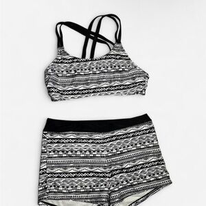 Black and White Patterned Bikini Set